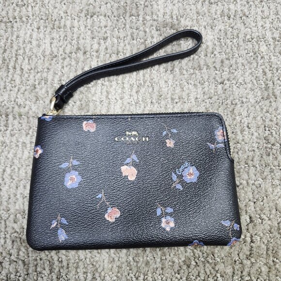 Coach Wristlet Wallet Black Floral Women's Size Small - Picture 8 of 11
